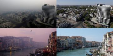 Toka duke marrë frymë, fotografi që tregojnë sa është pastruar ajri që nga shfaqja e koronavirusit