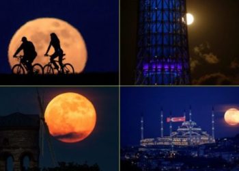 Pamje që tregojnë se si superhëna “ndezi qiellin natën” nëpër disa vende në botë