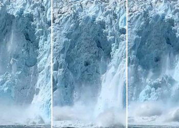 Copa e madhe e akullit shkëputet dhe bie në det, shkakton dallgë të mëdha në Alaska