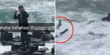 Deshi të pozojë në shkëmb pranë ujit, dallgët e detit e “marrin me vete” adoleshentin nga Irlanda e Veriut