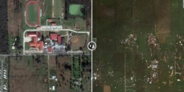 Para dhe pas: Imazhet satelitore tregojnë dëmet katastrofike që la pas uragani Laura