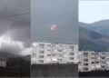 Momenti kur rrufeja godet në Vlorë të Shqipërisë
