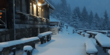 Borë në malet e Kroacisë dhe Sllovenisë