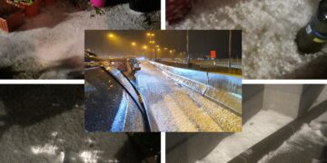 Kaos në autotradë, skena si në mes të dimrit: Breshri zbardh rrugët, krijohen edhe shtresa akulli