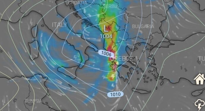 Qendra e ciklonit sonte në Kosovë, Shqipëri dhe Maqedoninë Veriore!