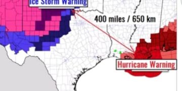 Alarm për stuhi akulli dhe uragan njëkohësisht në USA