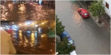 Përmbyten rrugët e Durrësit dhe Vlorës