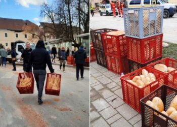 Kosovari nga Hasi duke shpërndarë bukë falas për të prekurit nga tërmeti në Kroaci