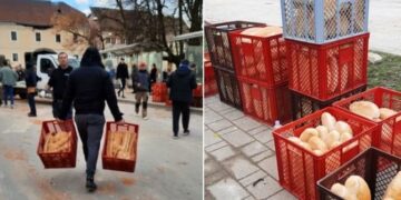 Kosovari nga Hasi duke shpërndarë bukë falas për të prekurit nga tërmeti në Kroaci