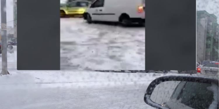 Rruga shndërrohet në pistë: Disa vetura aksidentohen në Prishtinë si pasojë e akullit