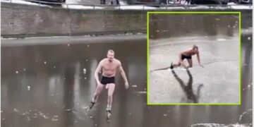 Po bënte ski në lumin e famshëm, i riu përplaset me fytyrë në akull