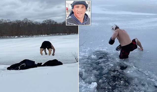 Tenton të zhytet në ujë, përfundon me kokë në akull