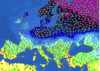 Temperaturat momentale në Evropë, kontinenti i ndarë