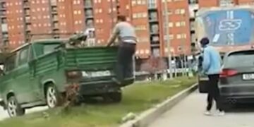 Policia dënon me 100 euro dhe me një pikë negative shoferin e kamionetës që dëmtoi pjesën gjelbëruese