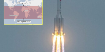 Publikohet harta se ku mund të bjerë raketa kineze, Shqipëria brenda saj