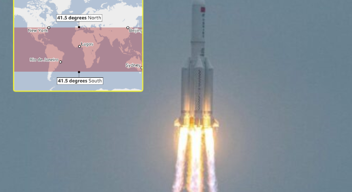 Publikohet harta se ku mund të bjerë raketa kineze, Shqipëria brenda saj