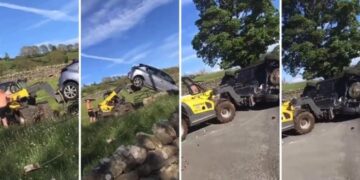 Fermeri nervozohet keq, me eskavator e shkatërron një veturë që ju kishte parkuar te toka