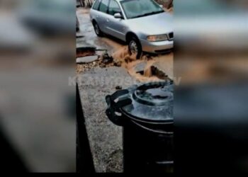 Çahet asfalti, vetura ngec në rrugën “Shaip Kamberi” në Prishtinë