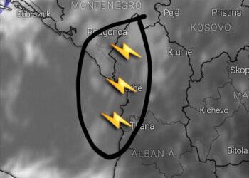 Veriu dhe veriperëndimi i Shqipërisë me reshje të rrëmbyeshme sonte!