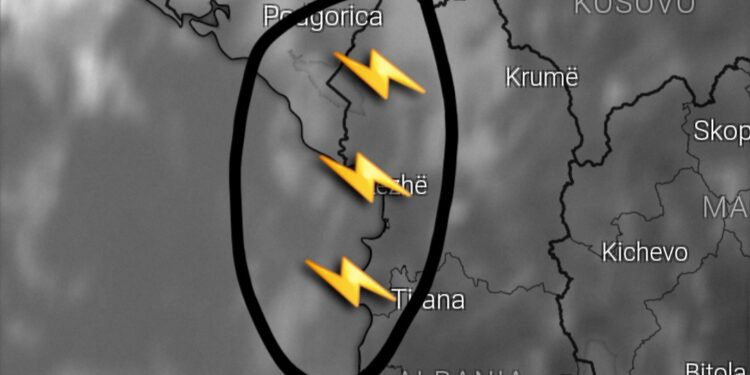 Veriu dhe veriperëndimi i Shqipërisë me reshje të rrëmbyeshme sonte!