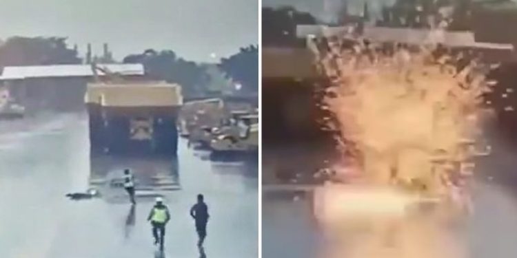 Publikohet momenti kur punëtorin e godet rrufeja