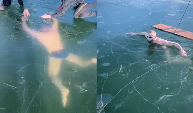 Aventura që mund t’i kushtonte shtrenjtë, burri mbetet i bllokuar nën akullin e trashë të liqenit të ngrirë