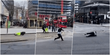 Pamje të frikshme nga Anglia: Era e fortë rrëzon në tokë qytetarët, nuk ecin dot