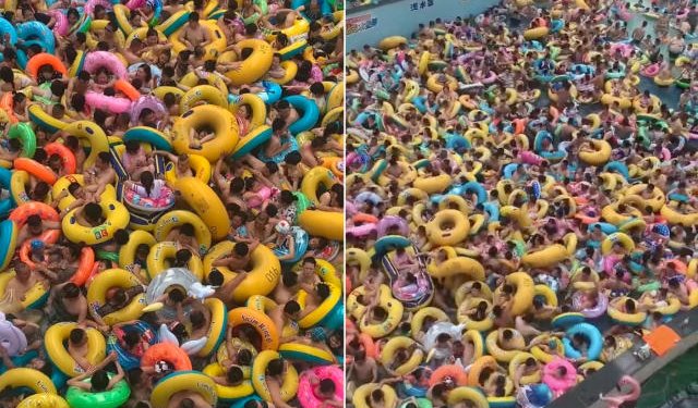 Fundjava në Kinë, kinezët dhe turistët dynden në pishina