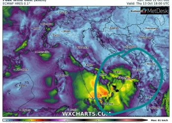 Fuqizohet cikloni nga Italia, mund të përfshijë pjesë të Shqipërisë!