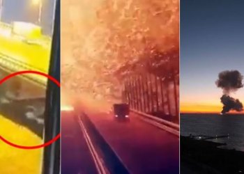 Një dallgë e pazakontë shihet poshtë urës së Krimesë disa sekonda para shpërthimit!