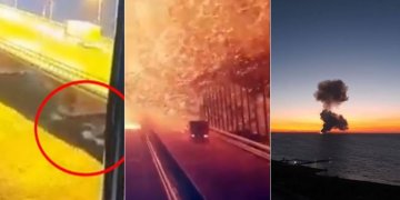 Një dallgë e pazakontë shihet poshtë urës së Krimesë disa sekonda para shpërthimit!