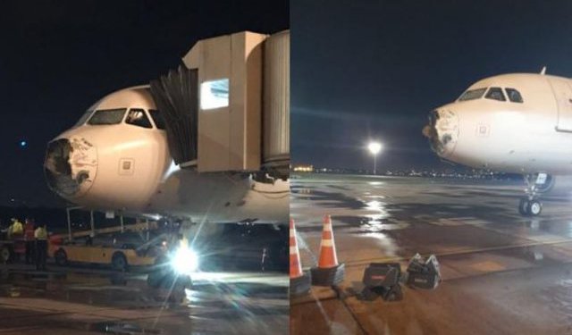 Pamjet më dramatike që mund të shihen në qiell kur aeroplani ndeshet me një super-stuhi me rrufe!