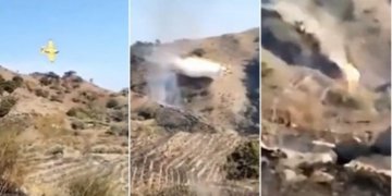 Pamje dramatike: avioni që po përpiqej të shuante zjarret përplaset në shpatin e malit Etna!