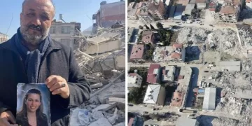 Burri në Turqi pret me foton e bashkëshortes pranë gërmadhave me shpresën që do të dalë gjallë