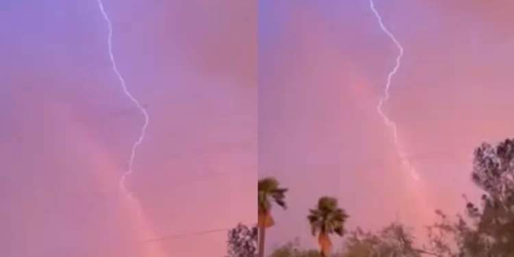 Fenomeni i bukur kapet në kamera, momenti kur rrufeja “prek” një ylber!