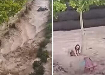 Veturat duke i marrë uji një pas një, gruaja e ngujuar në çatinë e makinës – pamje të rënda nga përmbytjet në Spanjë