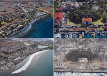 Një qytet “nën hi”, pamjet dramatike që tregojnë gjendjen para dhe pas zjarreve shkatërruese në Hawaii