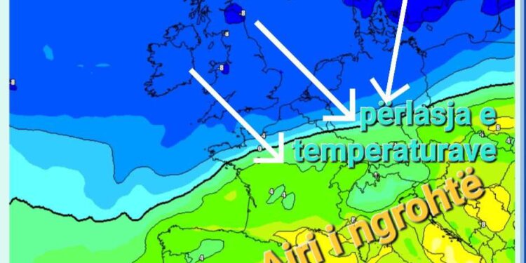 Përplasja e temperaturave në territorin gjerman sot, gjendja sinoptike shumë interesante!