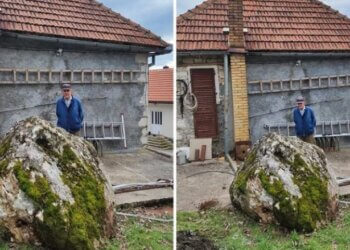 Nga tërmeti i fuqishëm që goditi sot përgjatë kufirit Mali i Zi-BeH, një guri gjigant u rrokullis – për pak sa nuk përfundoi mbi një shtëpi