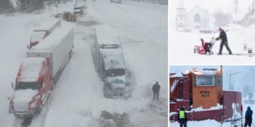 Stuhi të mëdha bore godasin dy shtete në SHBA, pamjet nga droni tregojnë kaosin në rrugë