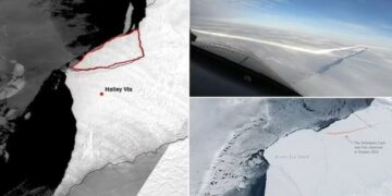 Ajsbergu masiv shkëputet në Antarktidë, shikoni pamjet