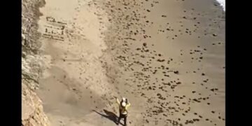 Shkroi “ndihmë” në rërë, momenti kur shpëtohet sërfisti i bllokuar në plazh