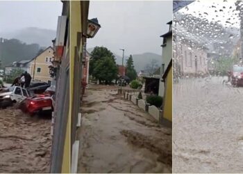 Shiu merr me vete disa makina dhe dëmtoi shumë shtëpi, përmbytje të mëdha në Austri