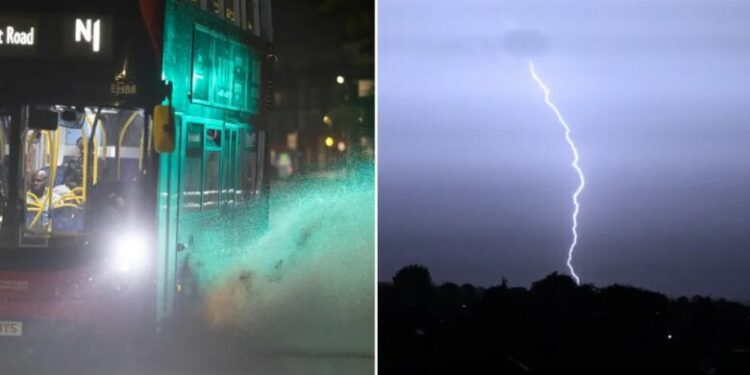 Pamje nga stuhia masive mbi Londër