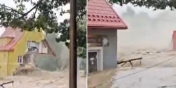 Momenti kur uji merr një ndërtesë në Poloni