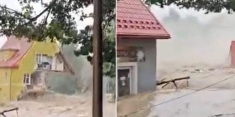 Momenti kur uji merr një ndërtesë në Poloni