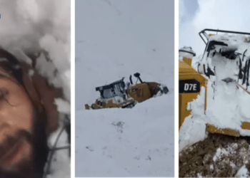 Pamje të frikshme, orteku e mbulon ekskavatorin, shoferi turk shpëton mrekullisht