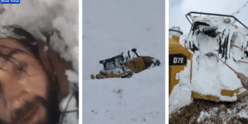 Pamje të frikshme, orteku e mbulon ekskavatorin, shoferi turk shpëton mrekullisht