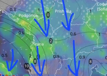 Vjen fronti i ftohtë ajror me shi e borë!