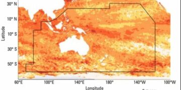 Vala e të nxehtit detar ka përfshirë një sipërfaqe oqeanike pesë herë më të madhe se Australia